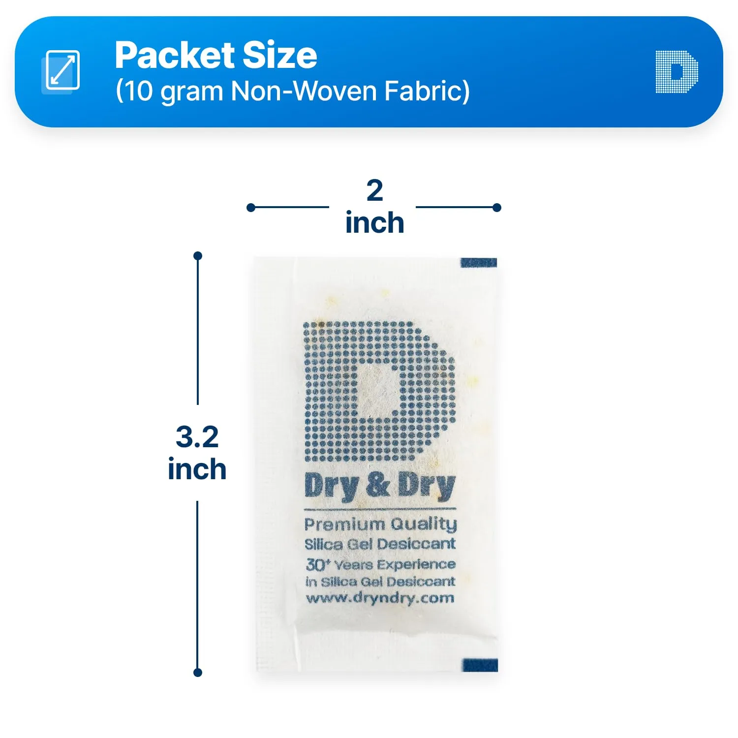 Dry & Dry 10 Gram [50 Packets] Orange Indicating Silica Gel Packets Desiccants - Food Safe Silica Packs, Silica Gel, Silica Packets, Desiccant Packs for Food Storage