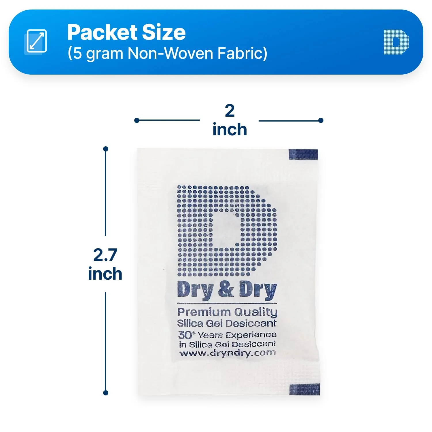 Dry & Dry 5 Gram [240 Packets] Silica Gel Packets, Desiccants - Rechargeable Fabric Silica Gel Packs, Silica Gel, Silica Packets, Desiccant Packs for Storage