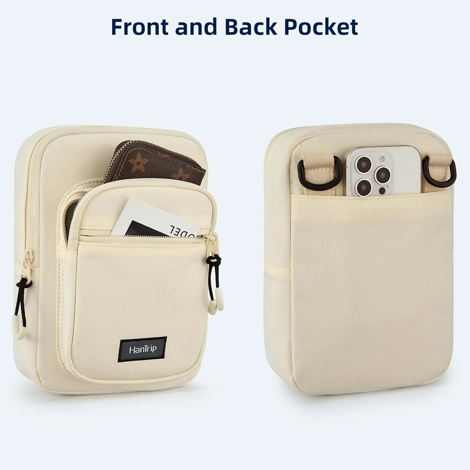 Durable Crossbody Bag for Men and Women Adjustable Shoulder Sling Bag with Multiple Zipper Pockets Unisex Daypack