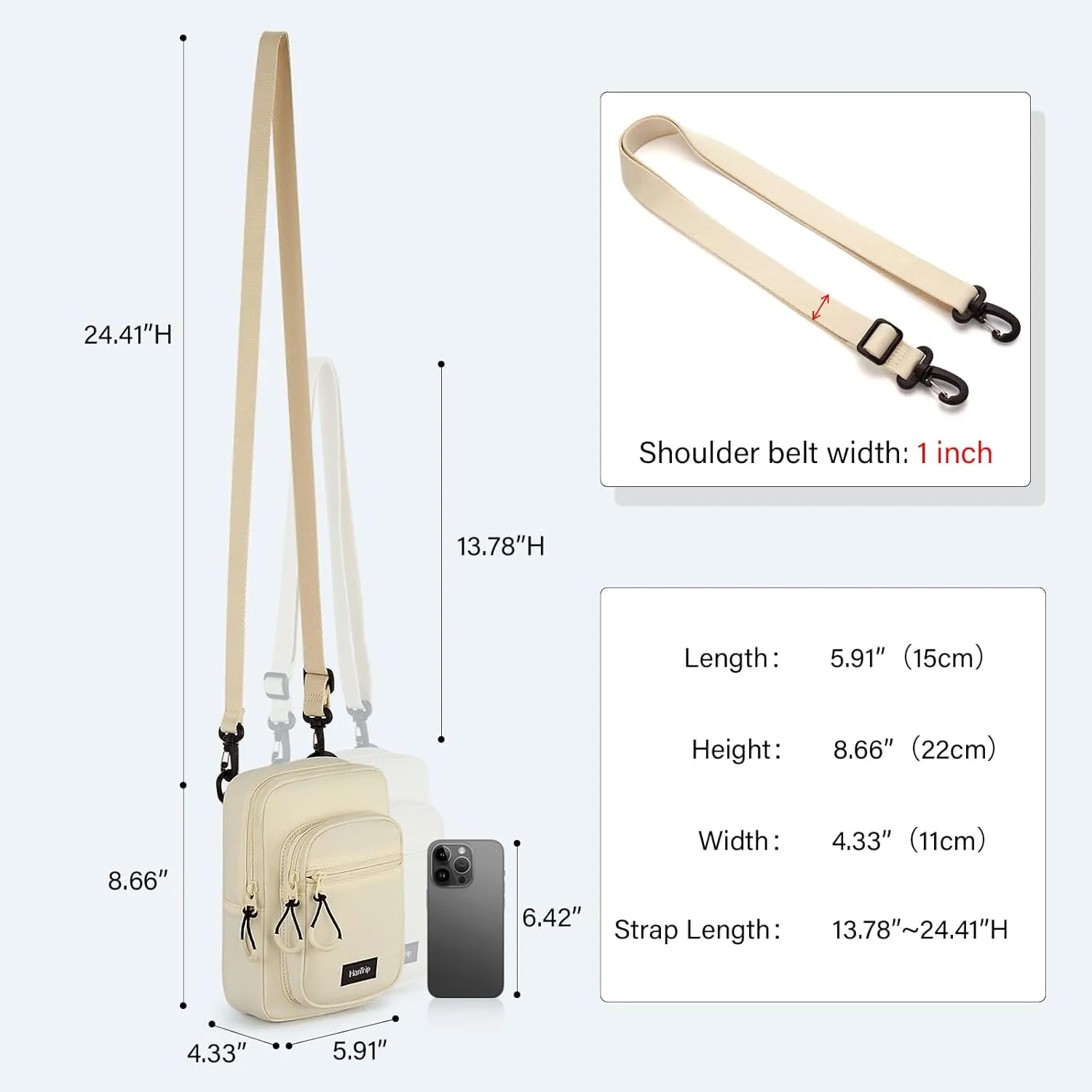 Durable Crossbody Bag for Men and Women Adjustable Shoulder Sling Bag with Multiple Zipper Pockets Unisex Daypack