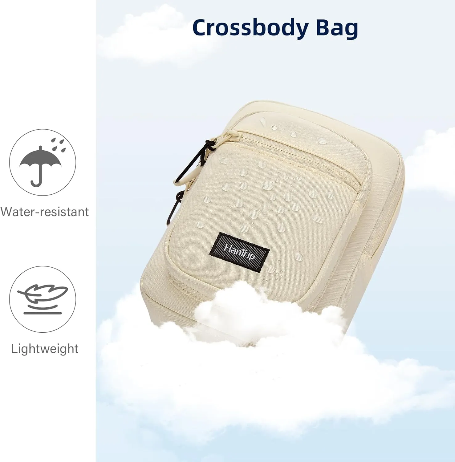 Durable Crossbody Bag for Men and Women Adjustable Shoulder Sling Bag with Multiple Zipper Pockets Unisex Daypack