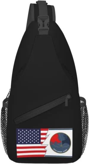 Dutch Harbor Flag And America Crossbody Bags For Women Men Chest Backpack Gym Shoulder Bag Travel Outdoor Sports Casual Crossbody Bags