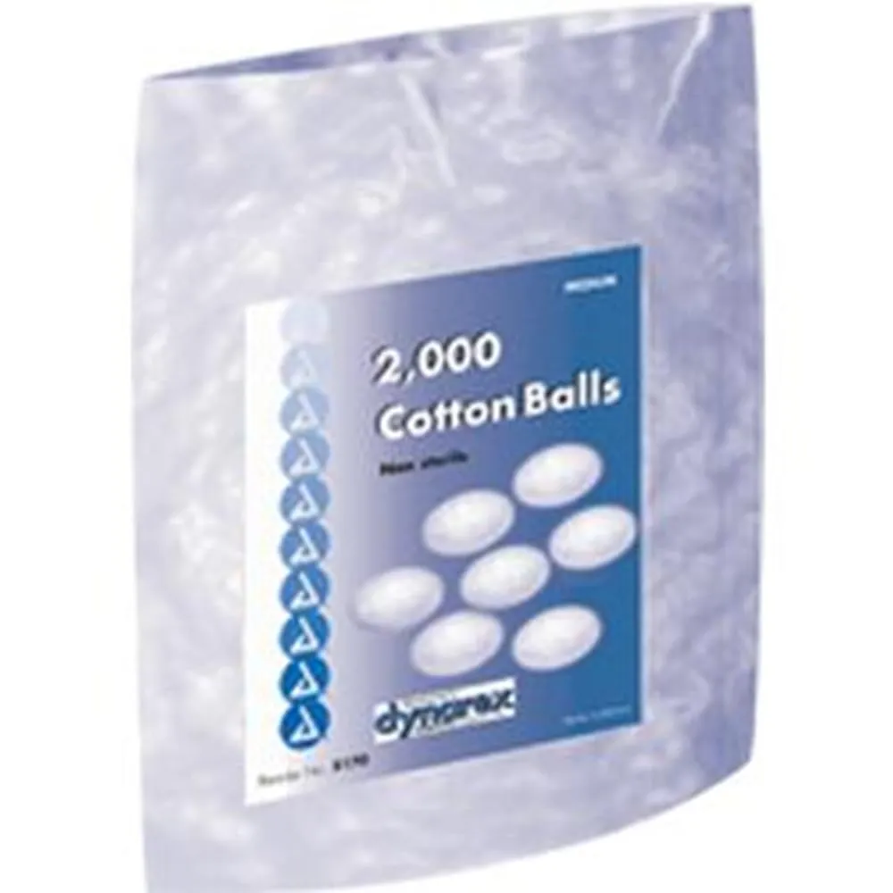 Dynarex Cotton Balls, Non-Sterile and Medium, Latex-Free and Absorbent, For Skin Cleansing, Crafts, & as Makeup Remover, Ships as 2 Bags of 2000 Cotton Balls Each, 1 Case of 4000 Dynarex Cotton Balls