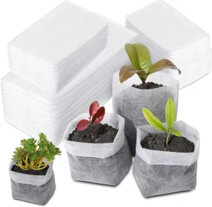 Eaasty 800 Pcs Non Woven Plant Nursery Bags Fabric Seedling Pots Container Degradable Plant Grow Seedling Bag Seed Starter Bags for Planting Growing Vegetable Flower, 3 Different Sizes