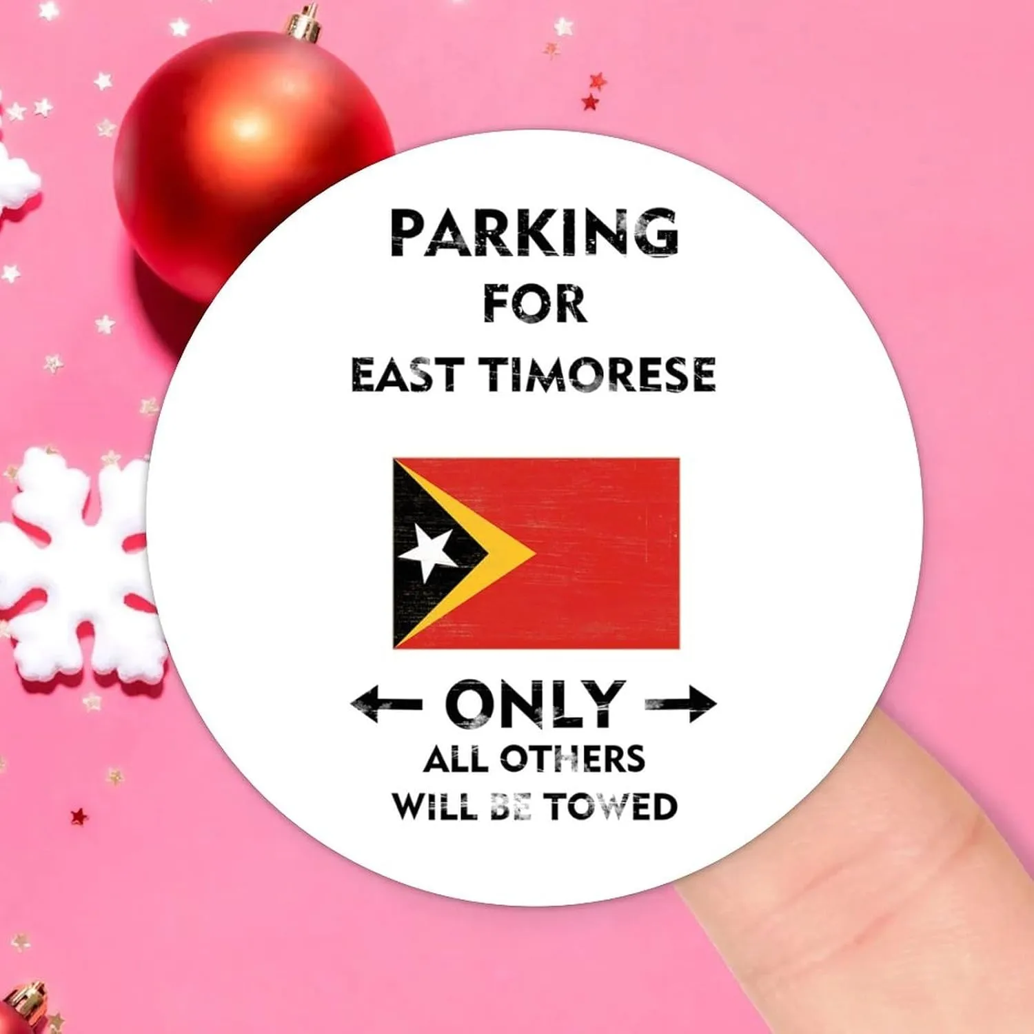 East Timor Flag Labels Stickers,Parking for East Timorese Only All Others Will Be Towed Sticker for Laptop Envelope Seals Jar Water Bottles Goodie Bags Decoration Wedding Xmas Holiday Gifts 3"
