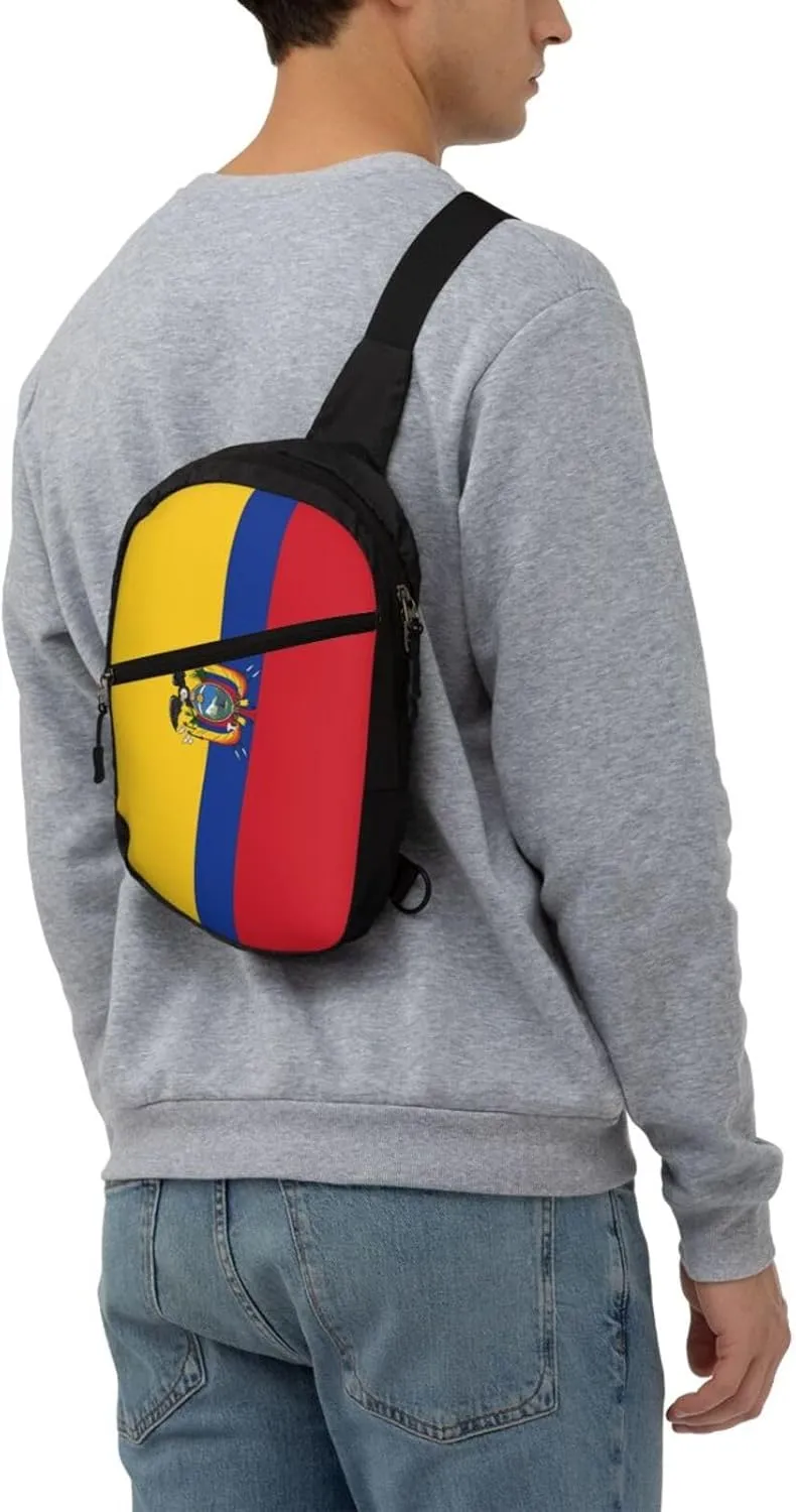 Ecuador Ecuadorian Flag Packable Crossbody Bag Portable Sling Bags Foldable Travel Daypack Reusable Sports Shoulder Backpack Diagonally Chest Bag for Workout