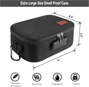 Egooz Large Smell Proof Stash Bags with 5 items - Waterproof Smell Proof Containers Case for Travel and Home, Kitchen Smell Proof Box for Storing Your Products, Black