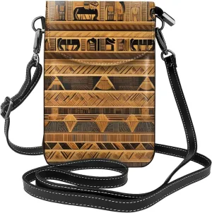 Egyptian Frescoes Women'S Crossbody Bag, Zipper Phone Wallet, Cute Purse, Shoulder Bag, Detachable Shoulder Strap, Black