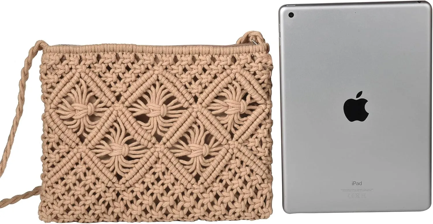 Eiyye Boho Crocheted Purses: Summer Beach Crossbody and Boho Shoulder Bags with Tassel