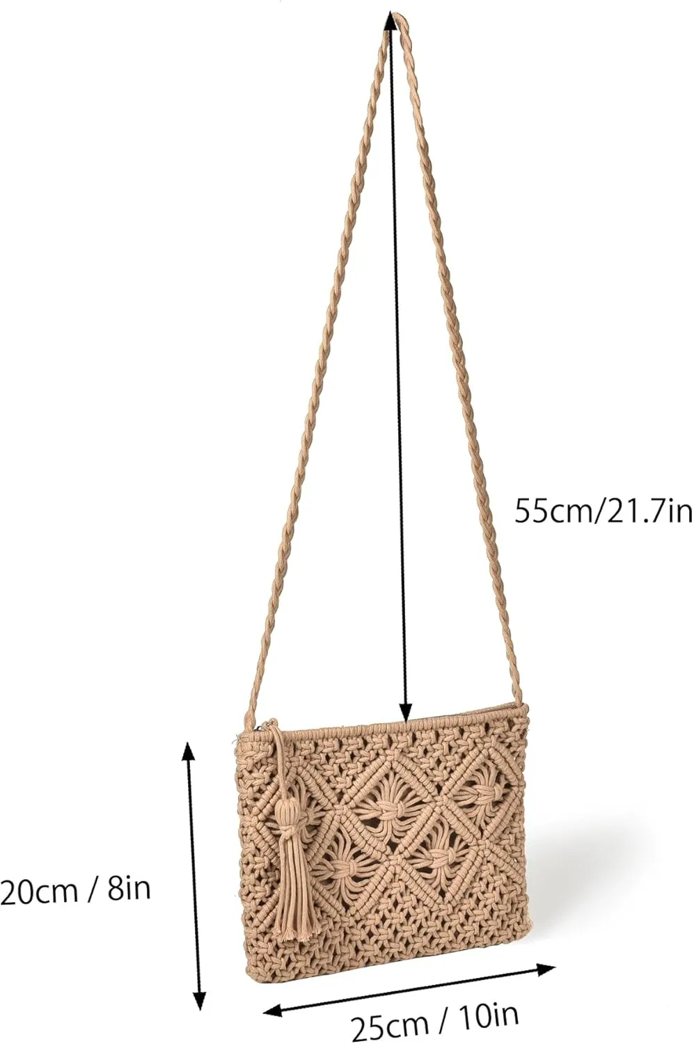 Eiyye Boho Crocheted Purses: Summer Beach Crossbody and Boho Shoulder Bags with Tassel