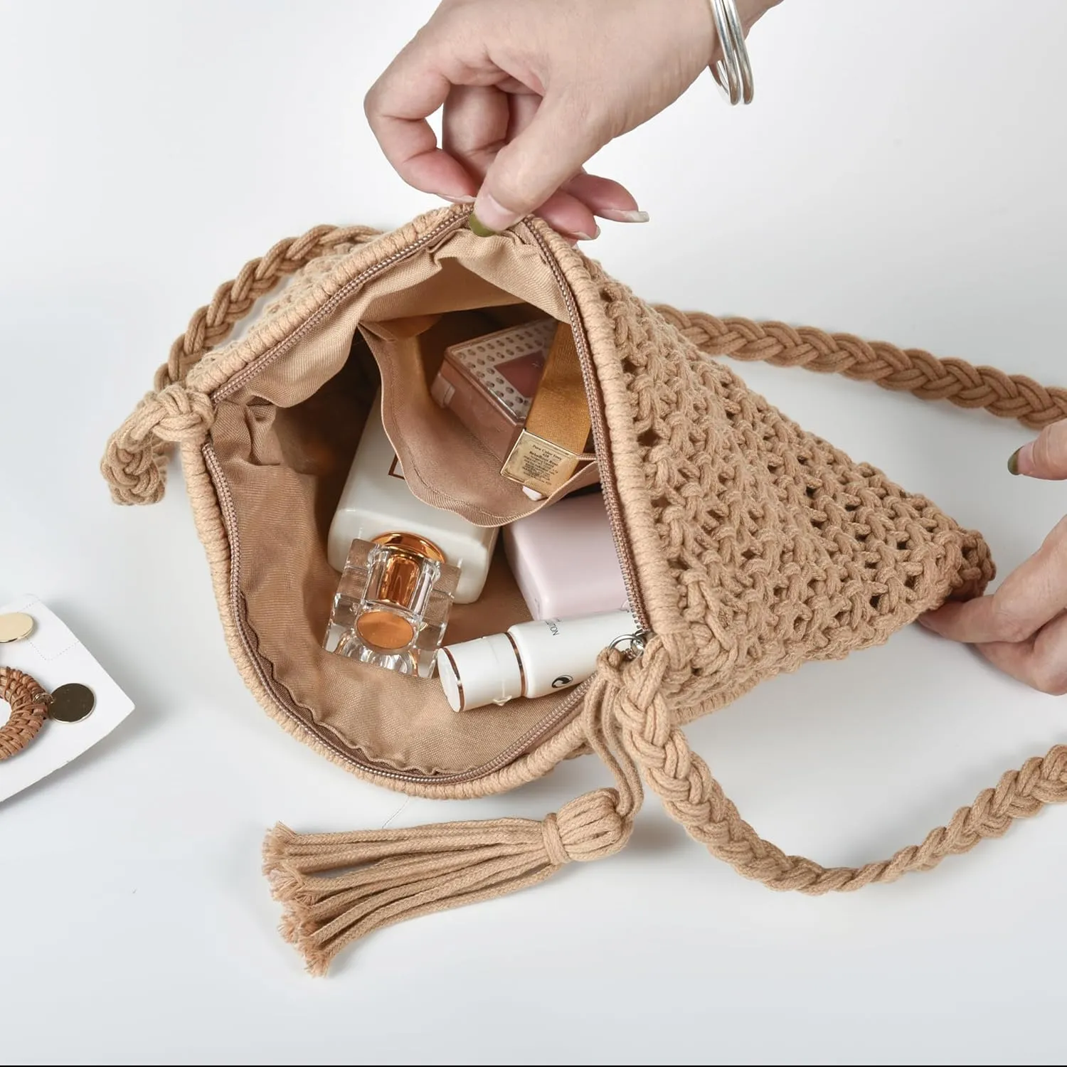 Eiyye Boho Crocheted Purses: Summer Beach Crossbody and Boho Shoulder Bags with Tassel