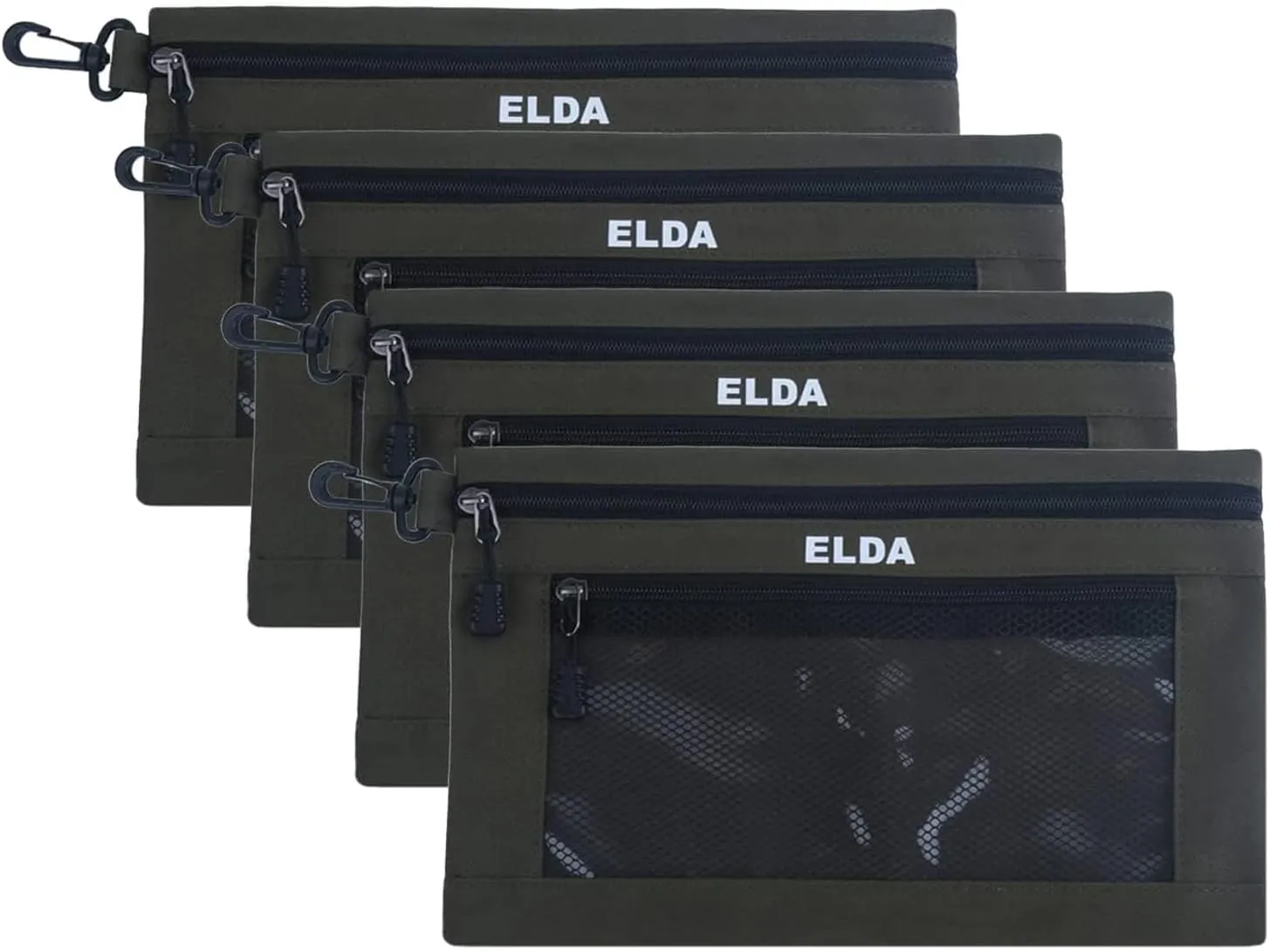 ELDA Tool Bag with Zipper Waterproof Organizer and Storage for Men Heavy Duty Tool Pouch Multi-Purpose Clip on Zipper Pouch Tote Bag,4pack