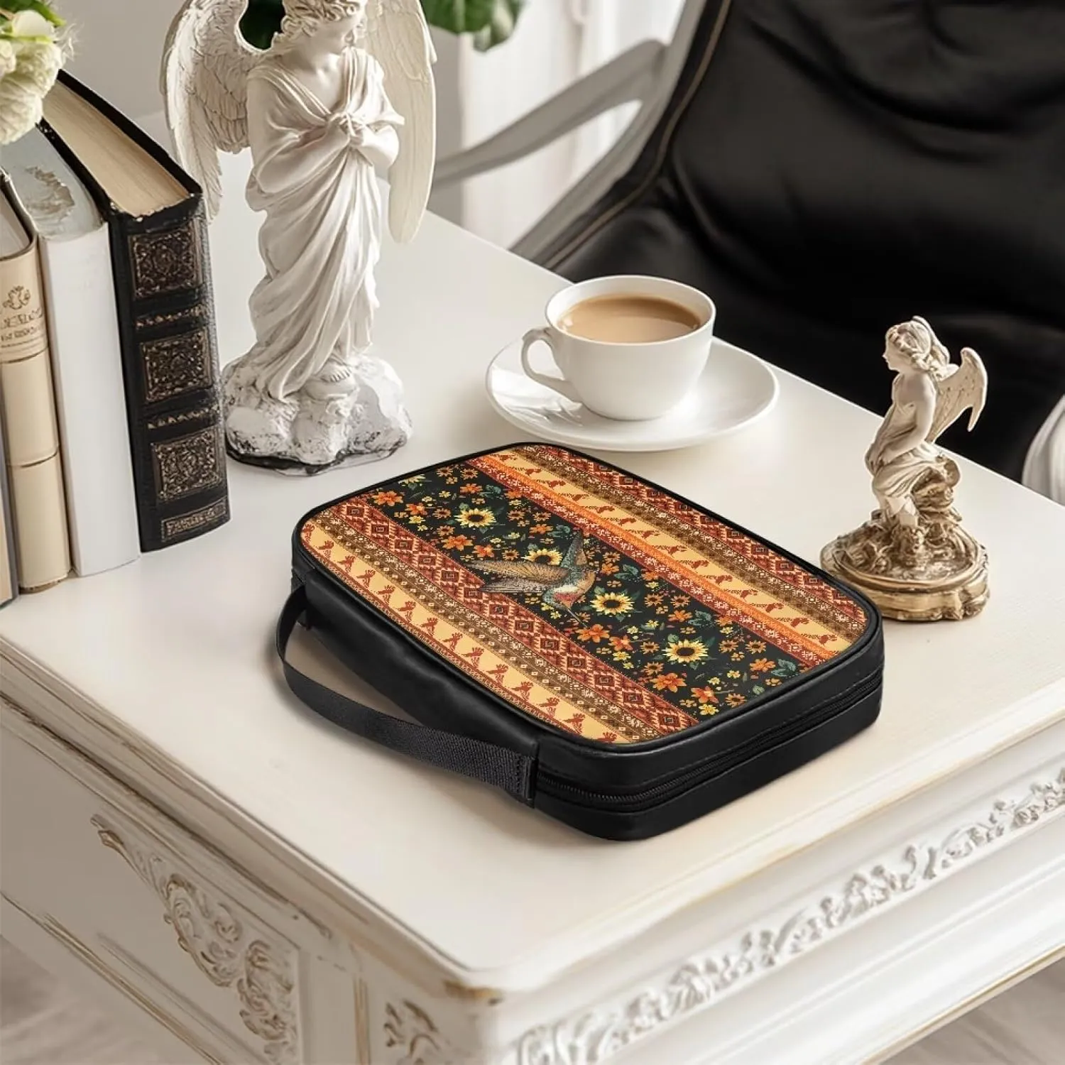 Elegant Personalized Bible Cover for Women，Simple PU Church Bible Carrier with Handle,Handbag