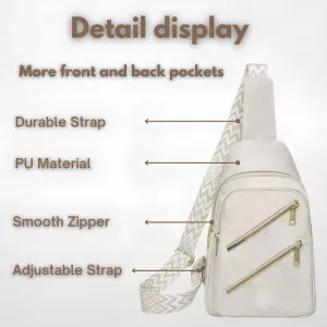 Elegant PU Leather Women's Crossbody Bag – Lightweight, Adjustable Strap with 4 Pockets for Travel & Daily Use (Light Beige)