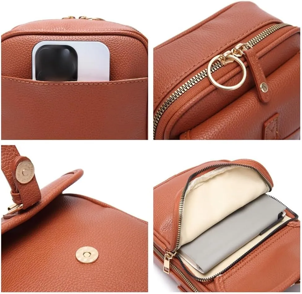 ELEGY Forcipower Crossbody Bag, Collaborate Crossbody Leather Bag with Card Slots, Double Layered Large Capacity Bags