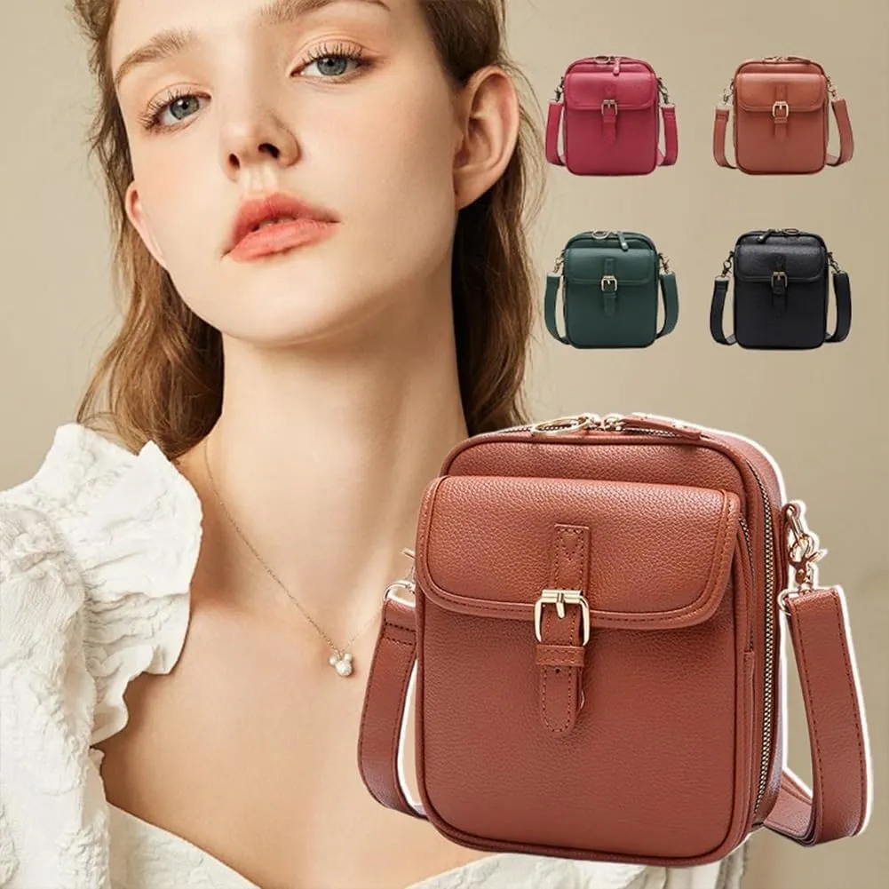 ELEGY Forcipower Crossbody Bag, Collaborate Crossbody Leather Bag with Card Slots, Double Layered Large Capacity Bags