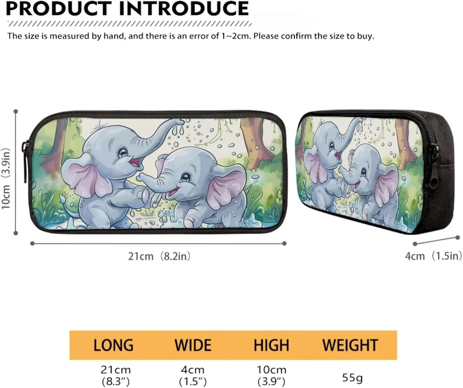 Elephant Backpack with Lunchbox Cute School Book Bags for Girls 4th Grade 7th Grade and Lunch Box Kids School Bag & Lunch Bag & Pencil Case Set of 3 for Elementary Middle Student