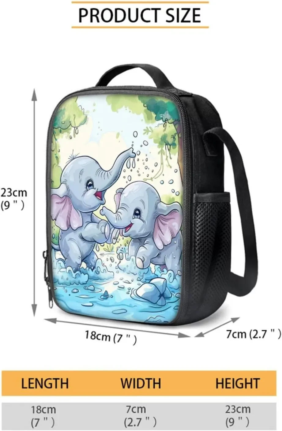 Elephant Backpack with Lunchbox Cute School Book Bags for Girls 4th Grade 7th Grade and Lunch Box Kids School Bag & Lunch Bag & Pencil Case Set of 3 for Elementary Middle Student