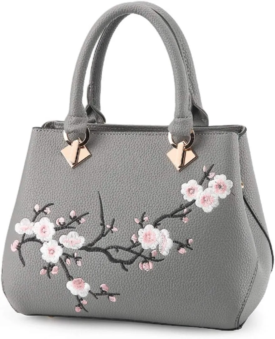 Embroidery Women Top Handle Satchel Handbags Shoulder Bag Tote Purse Messenger Bags Crossbody Bag Pink