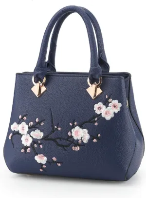Embroidery Women Top Handle Satchel Handbags Shoulder Bag Tote Purse Messenger Bags Crossbody Bag Pink