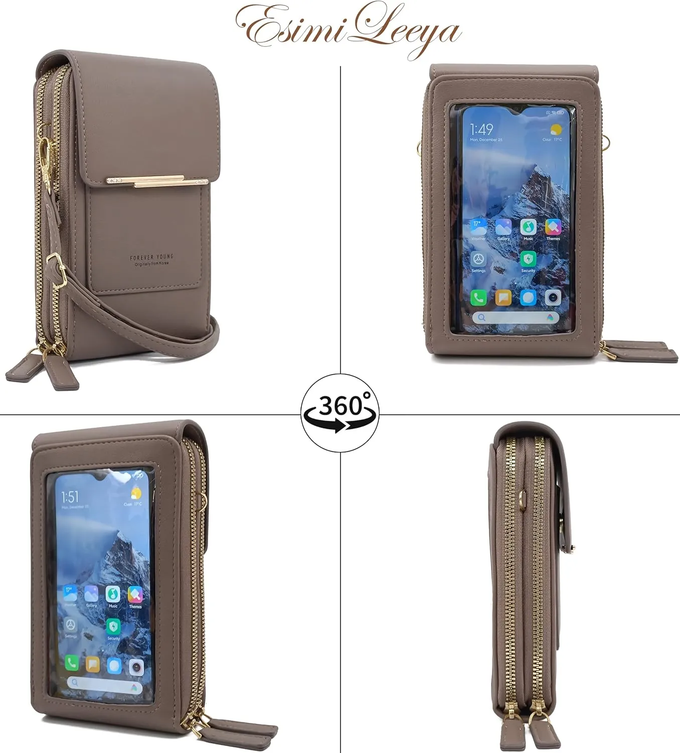 Esimileeya Small Compact Cell Phone Crossbody Bags for Women Trendy Purses Touchscreen Shoulder Bag with Credit Card Slots