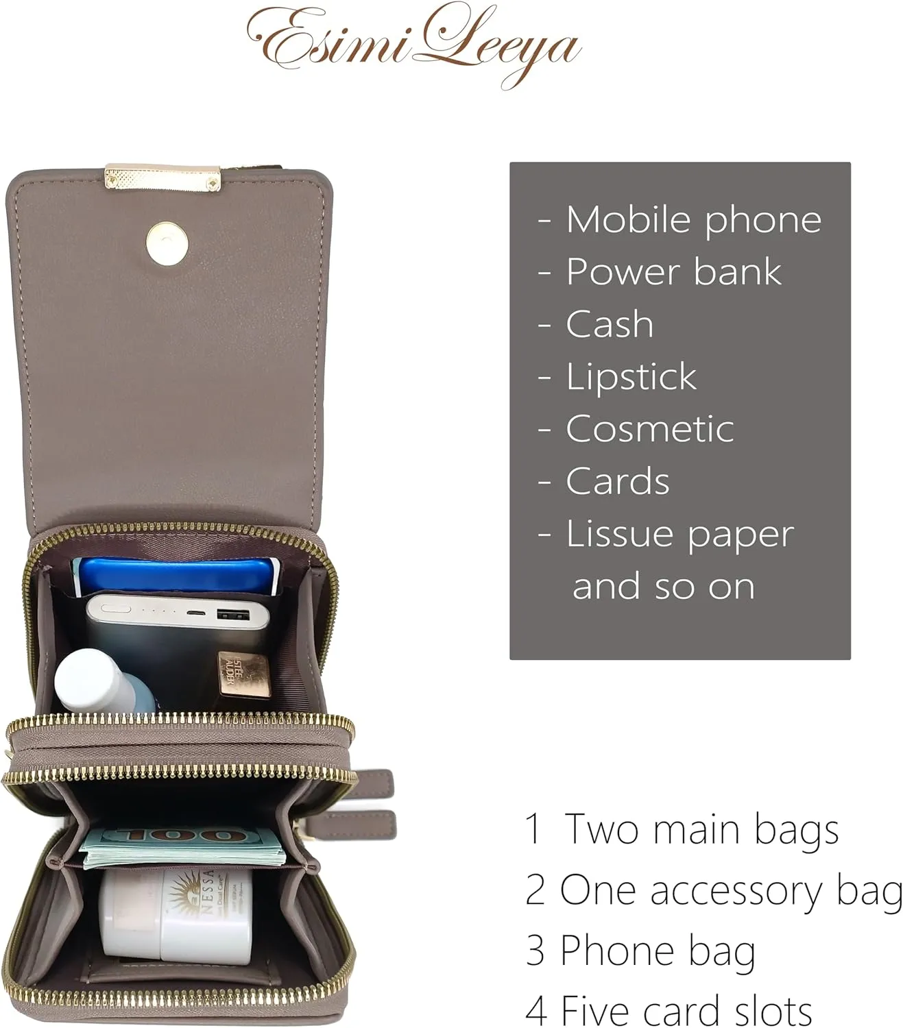 Esimileeya Small Compact Cell Phone Crossbody Bags for Women Trendy Purses Touchscreen Shoulder Bag with Credit Card Slots
