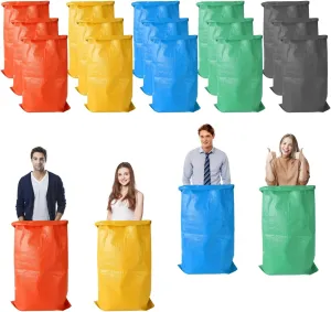Eunika 15pcs 37.5x24 Inch Colorful Potato Sack Race Bags for Family Games, Durable Outdoor Sports Game Race Bag for Graduation Birthday Party, Family Gatherings, Barbecues