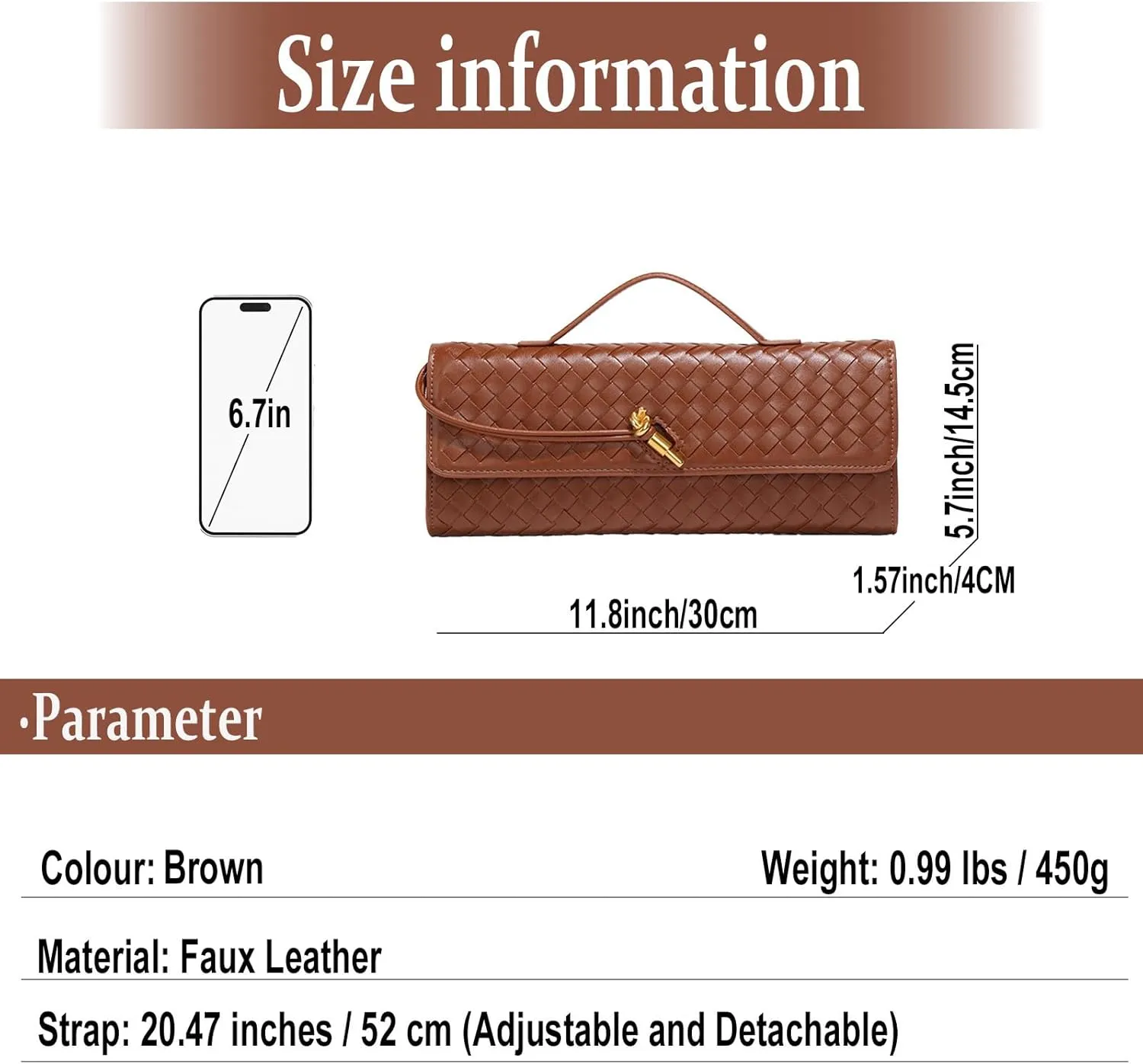 Evening Woven Handbag for Women PU Leather Clutch Purses Removable Strap Shoulder Bag Fashion Crossbody Tote Bag