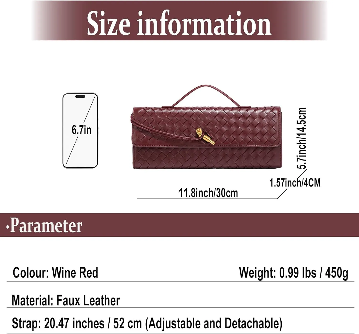Evening Woven Handbag for Women PU Leather Clutch Purses Removable Strap Shoulder Bag Fashion Crossbody Tote Bag