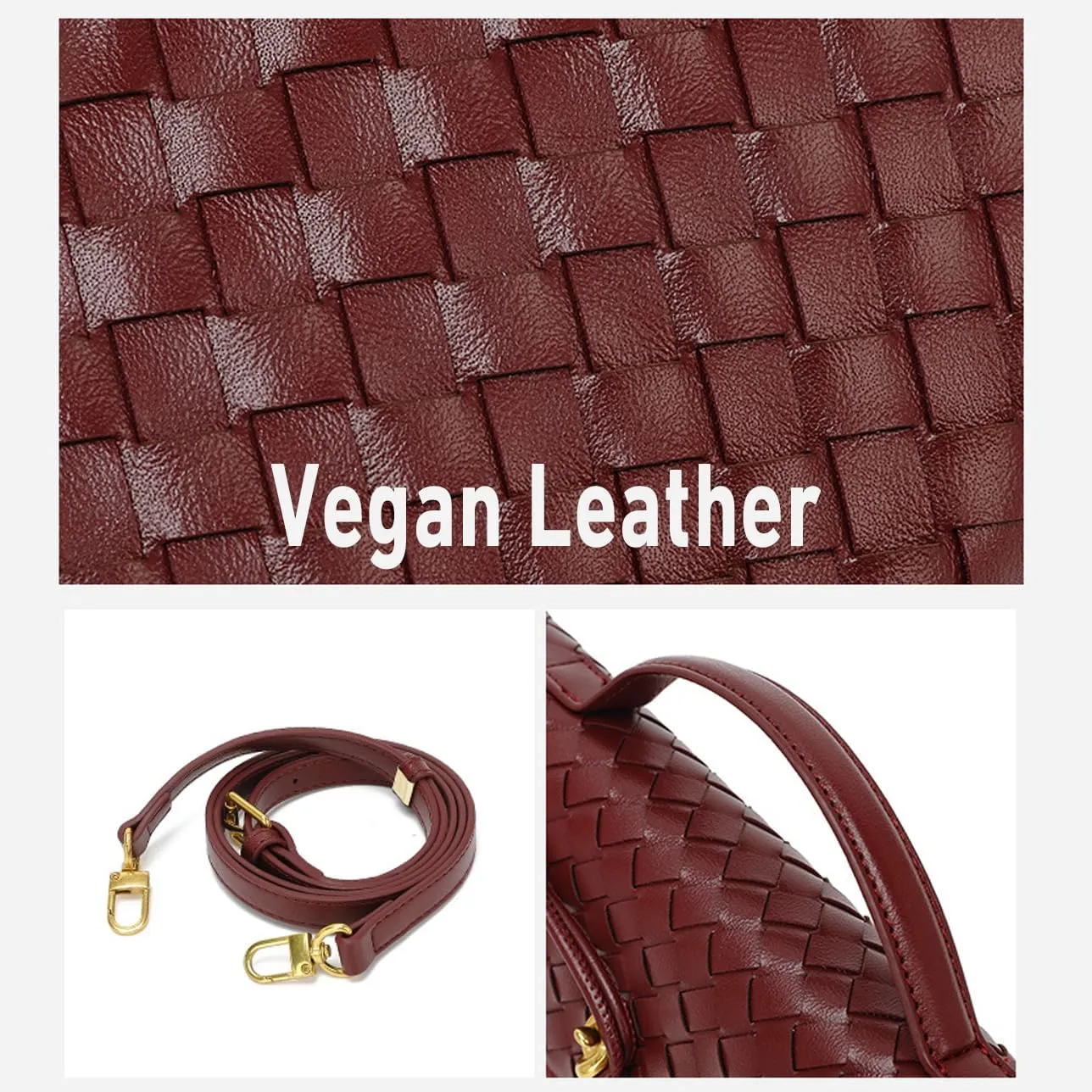 Evening Woven Handbag for Women PU Leather Clutch Purses Removable Strap Shoulder Bag Fashion Crossbody Tote Bag