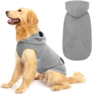 EXPAWLORER Dog Hoodie with Pocket, Polar Fleece Dog Sweatshirt Fall Cold Winter Sleeveless Sweater with Hood, Warm Cozy Pet Clothes for Small to Large Dogs Boys and Girls (Grey, XL)