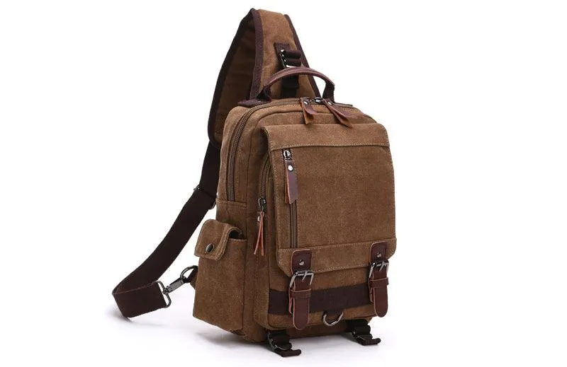 Exquisite Outdoor Canvas Crossbody Bag Travel Shoulder Bag- Coffee