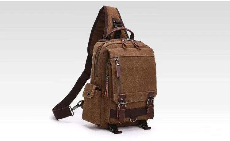 Exquisite Outdoor Canvas Crossbody Bag Travel Shoulder Bag- Coffee