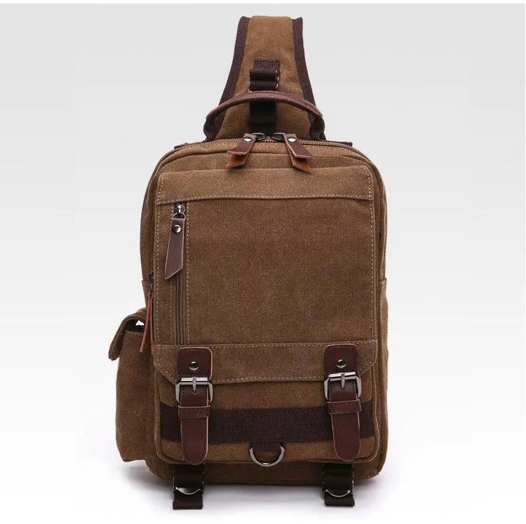 Exquisite Outdoor Canvas Crossbody Bag Travel Shoulder Bag- Coffee