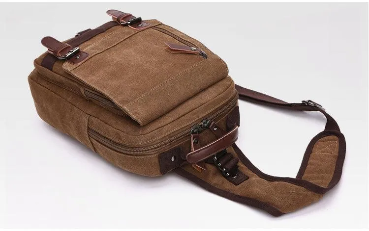 Exquisite Outdoor Canvas Crossbody Bag Travel Shoulder Bag- Coffee