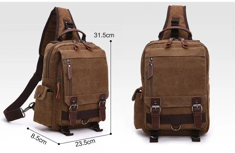 Exquisite Outdoor Canvas Crossbody Bag Travel Shoulder Bag- Coffee