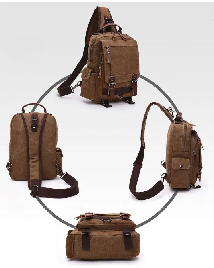 Exquisite Outdoor Canvas Crossbody Bag Travel Shoulder Bag- Grey