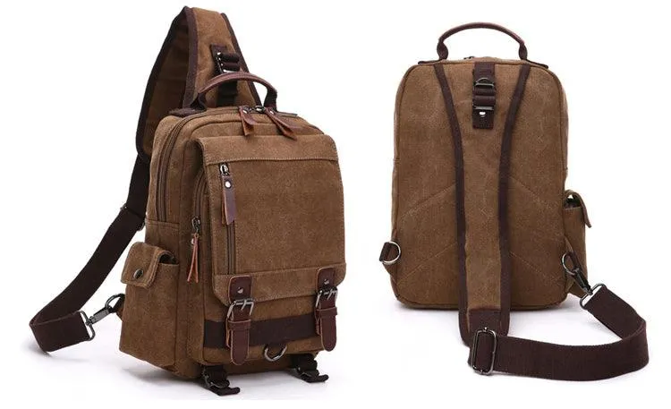 Exquisite Outdoor Canvas Crossbody Bag Travel Shoulder Bag- Grey