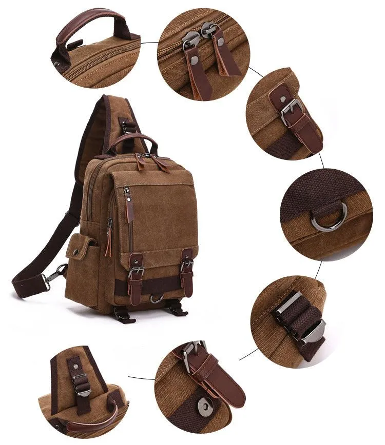Exquisite Outdoor Canvas Crossbody Bag Travel Shoulder Bag- Grey