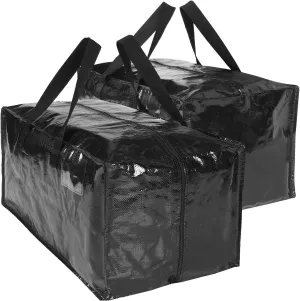 Extra Large Foldable Moving Bags, 2Pack Heavy Duty Tote Bags,Packing Bags,Moving Boxes,Duffle Bags With Handles,Storage Bins Alternative,Large Bags With Sturdy Zipper (Black)