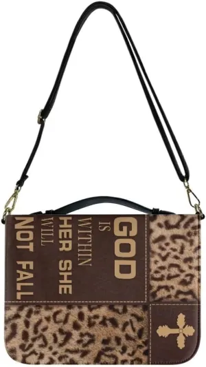 Faithful Hers Bible Covers for Women,Leopard Print Bible Cover with Shoulder Handle,Stylish Bible Carrying Case for Woman,Lady Bible Bag,Christmas Gift for Mother