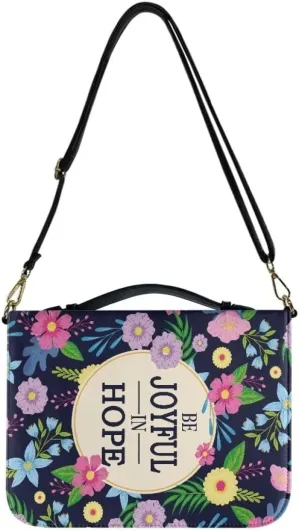 Faithful Hers Bible Covers for Women,Wild Flowers Print Bible Cover with Shoulder Handle,Bible Carrying Case for Woman,Lady Bible Bag,Christmas Gift for Mother,Blue
