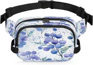 Fanny Pack Crossbody for Women Men Fruit Berries Green Leaves Fanny Pack Cross Body Bag for Shopping Traveling Running Hiking Cycling