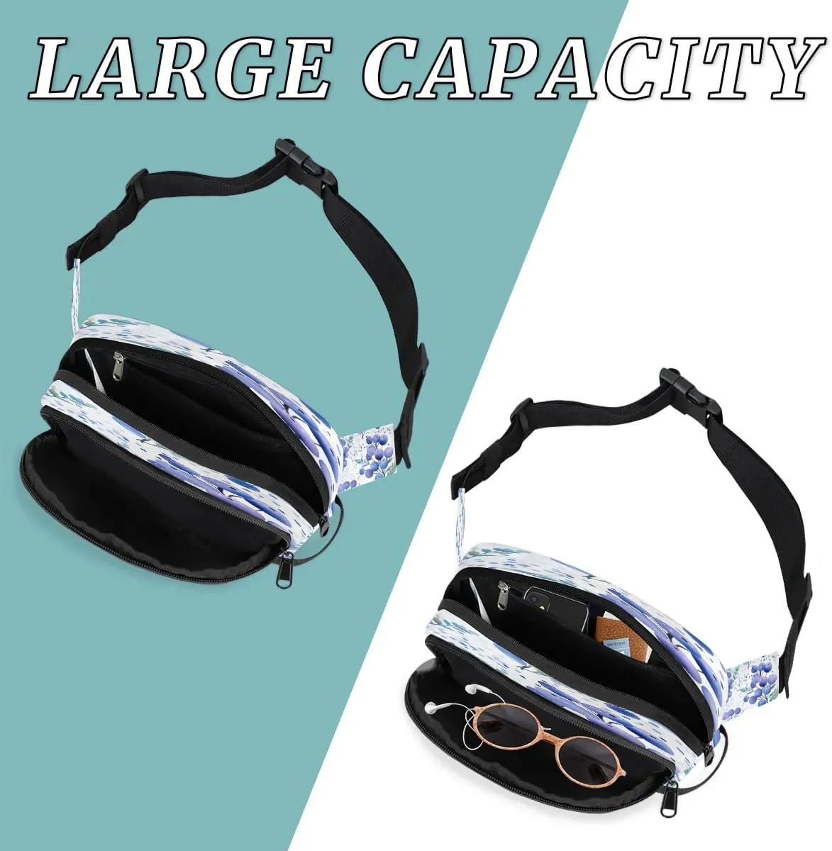 Fanny Pack Crossbody for Women Men Fruit Berries Green Leaves Fanny Pack Cross Body Bag for Shopping Traveling Running Hiking Cycling