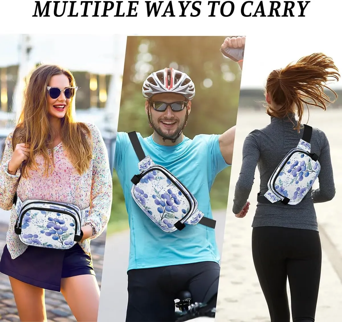 Fanny Pack Crossbody for Women Men Fruit Berries Green Leaves Fanny Pack Cross Body Bag for Shopping Traveling Running Hiking Cycling
