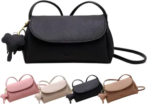 Fashion Crossbody Bag with Elephant Pendant, Women's Mini Stylish PU Crossbody Bag Adjustable Shoulder Bag