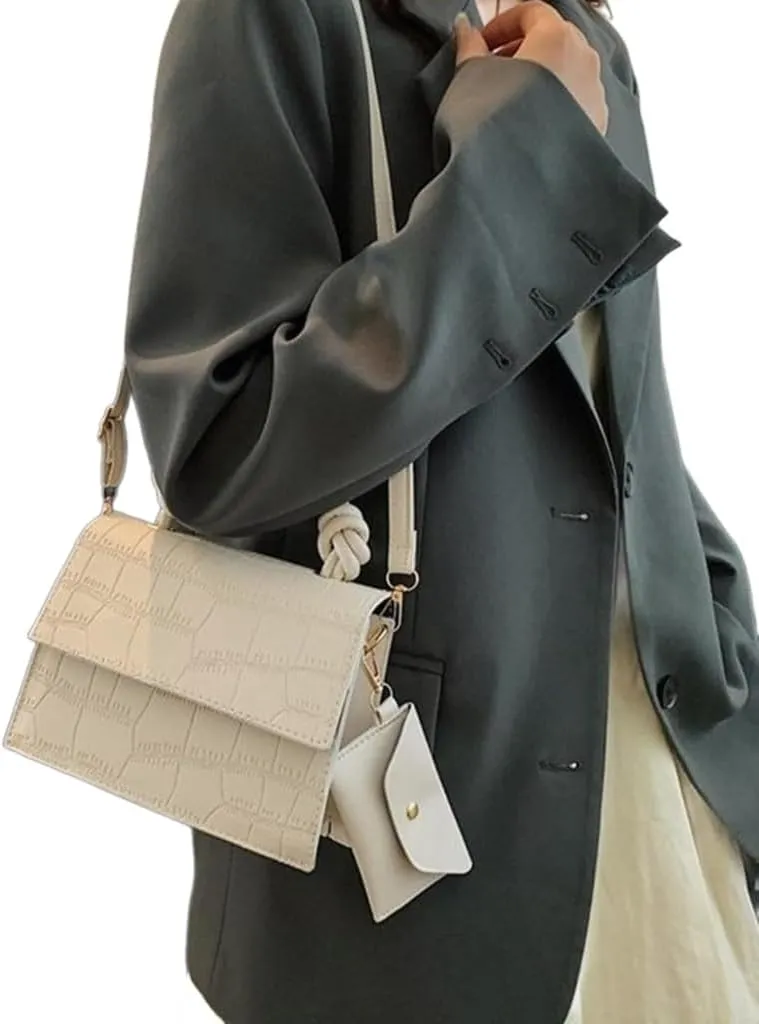 Fashion Shoulder Bag Large Capacity Crossbody Bag for Women Versatile Handbag Square Bag PU Bag with Small Purse