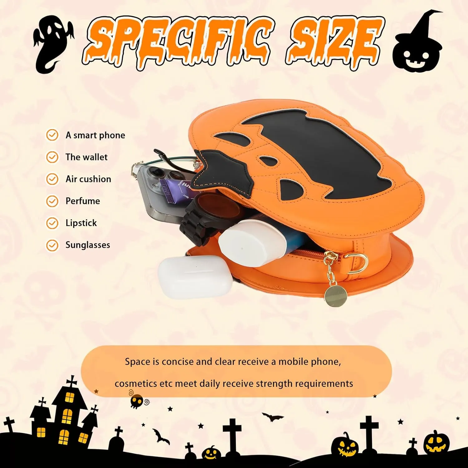 Fecialy Halloween Pumpkin Crossbody Bag Novelty Devil Shoulder Bag Horror Halloween Funny Purses