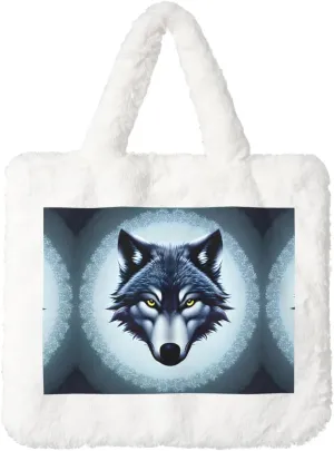 Fierce wolf head Plush Handbag: Ladies Fluffy Shoulder Bag - Autumn/Winter Tote Crossbody bag, Coin Pouch Wallet