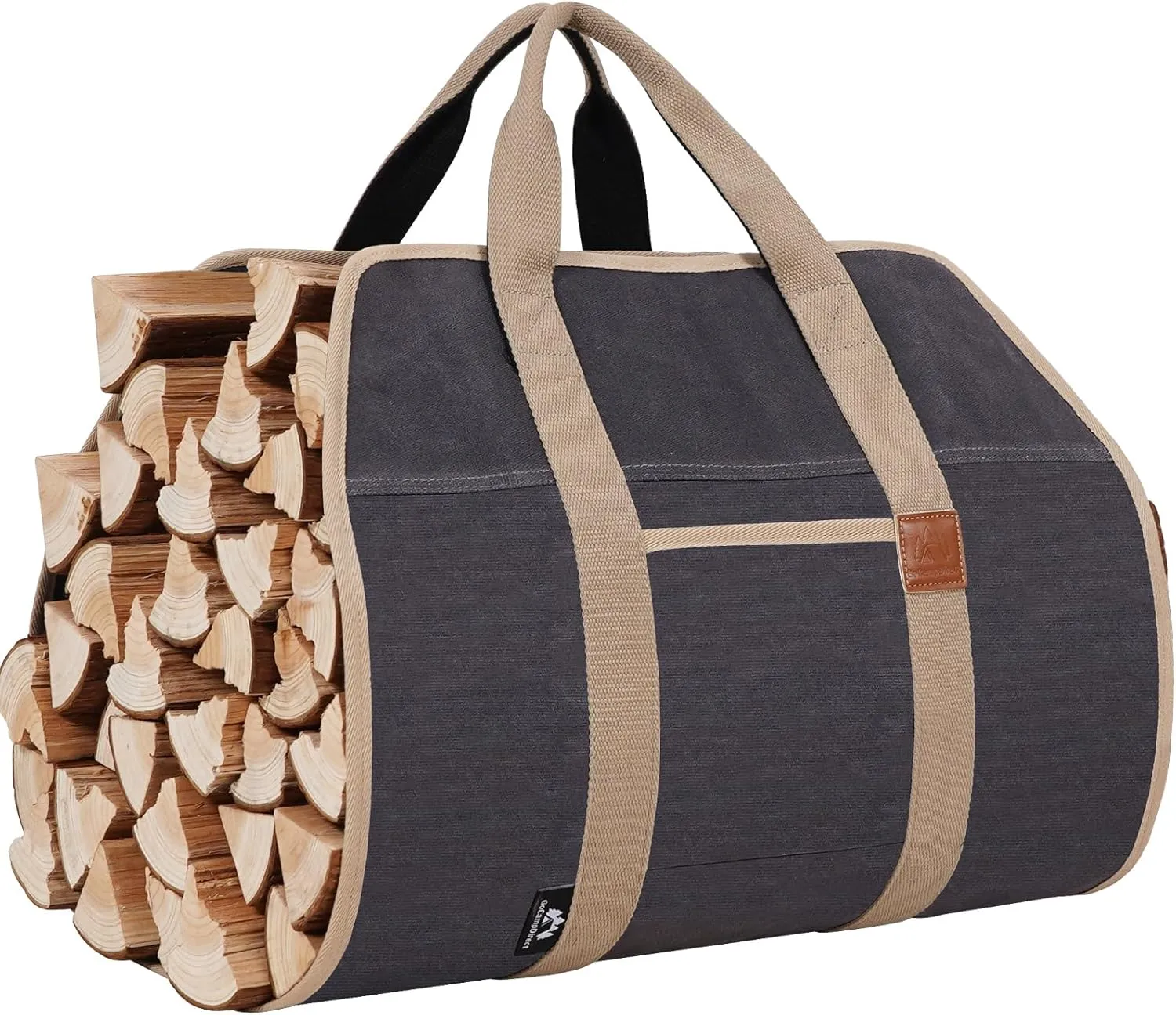 Firewood Carriers with Handles - 39×18Inch Log Carrier | Package Waxed Canvas Firewood Bag Carrier | Water Resistant Firewood Tote Wood Carrying Bag for Camping Indoor - Grey